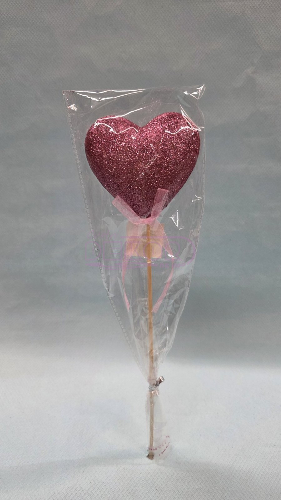 krupno srce crveno/roze boje na štapiću