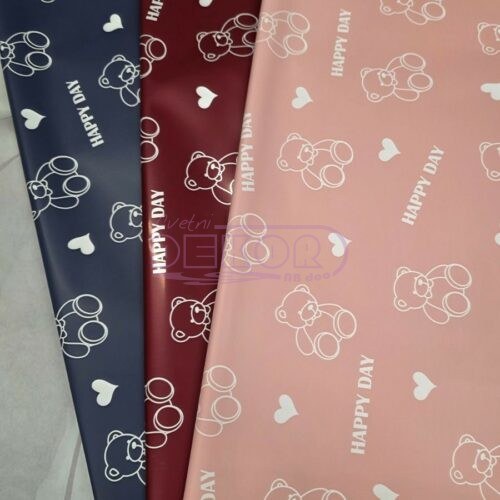 dečiji ukrasni papir u tri boje sa likom mede