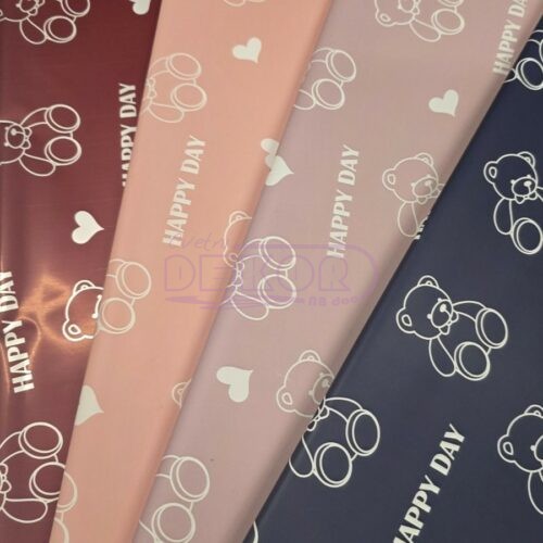 dečiji ukrasni papir u tri boje sa likom mede