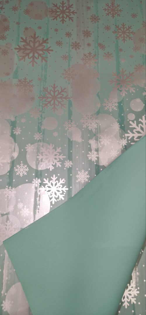 zeleno-srebrni novogodišnji ukrasni papir sa pahuljicama