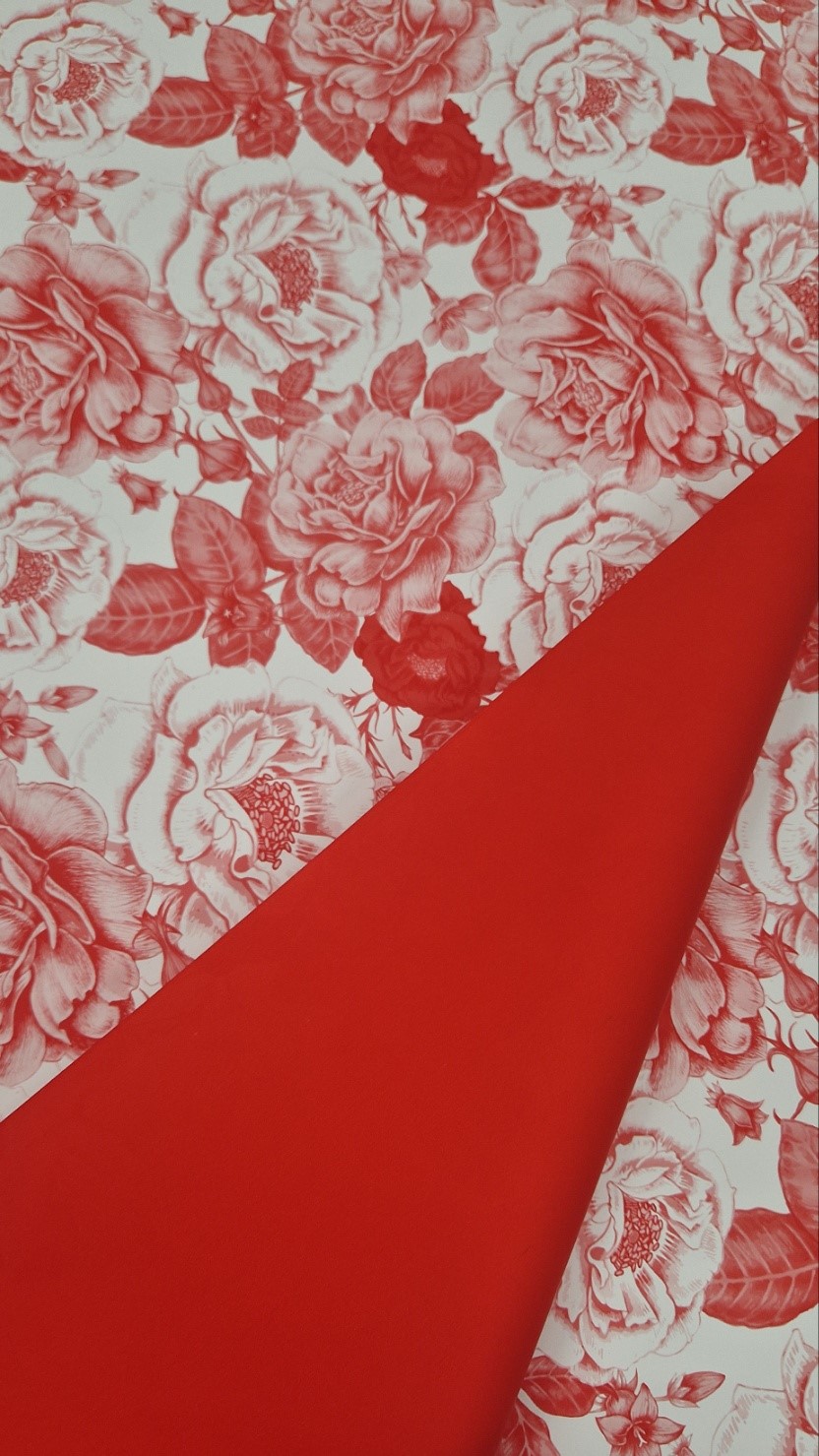 crveno-beli ukrasni papir sa dva lica, crveno i detaljima ruže
