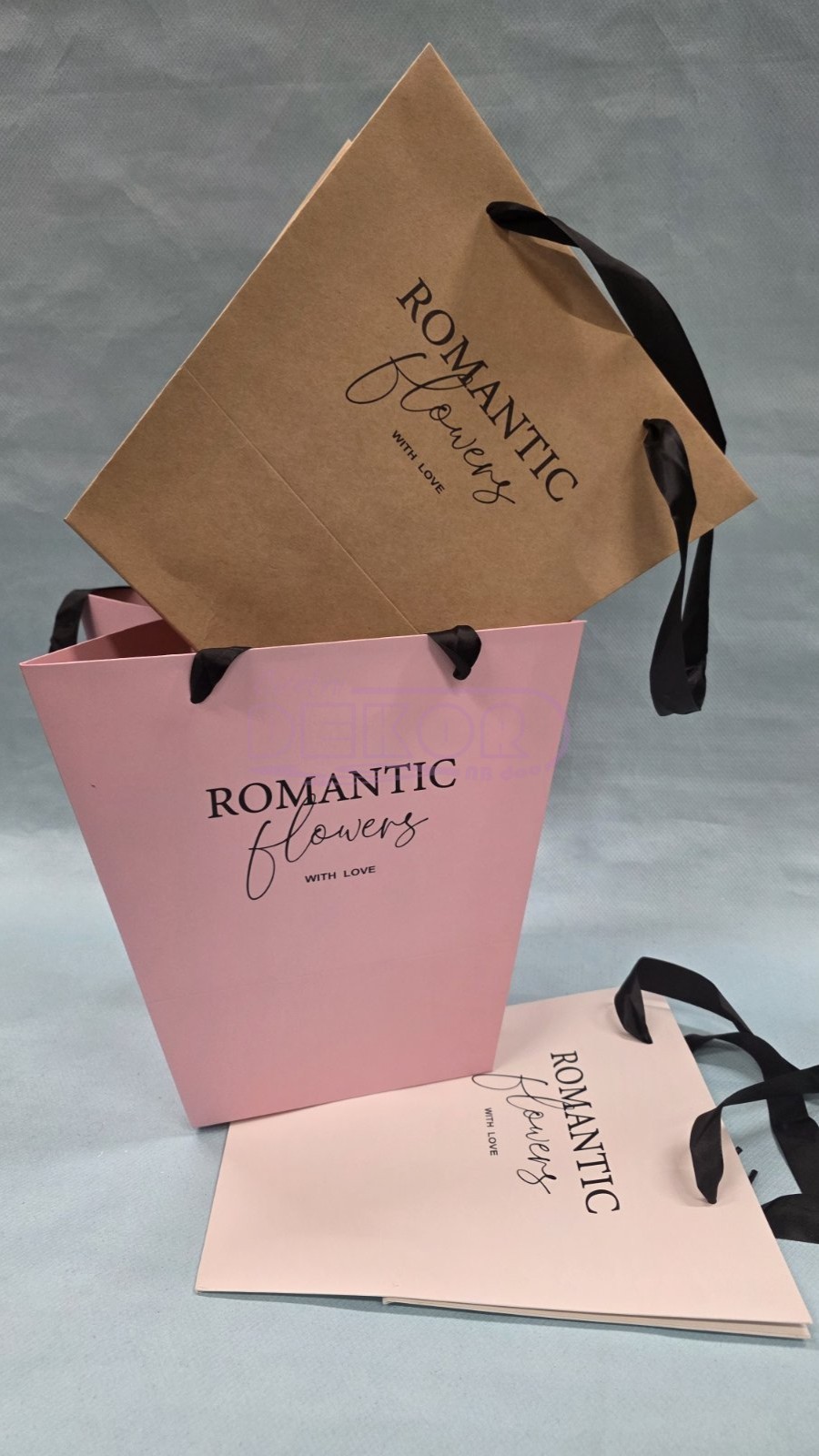 ukrasne kese za cveće u 3 boje, braon, roze i bež